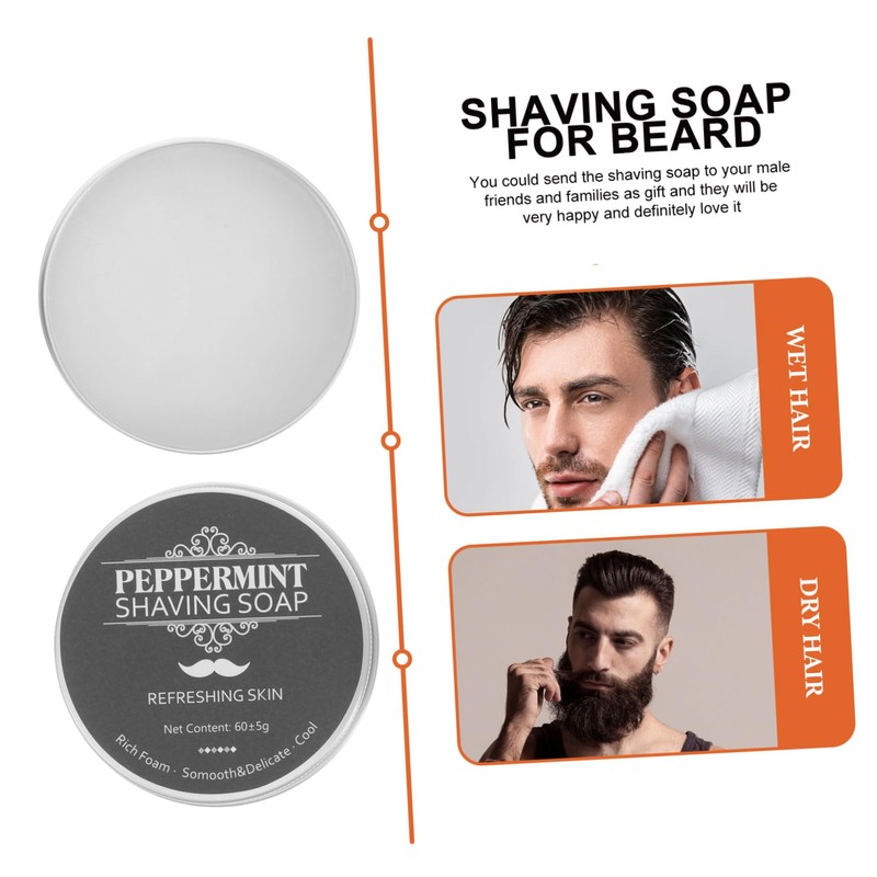 Baluue Peppermint Shaving Soap for Men Portable Natural Shave Soap