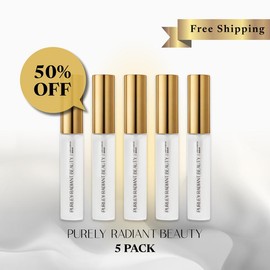 Purely Radiant Beauty Viral Lash & Brow Growth Serum – Organic, Vegan, Prostaglandin-Free – Thicker Longer Lashes – Castor + Rosemary Oil – TikTok Favorite- 53K+ Sold:_5 Packs