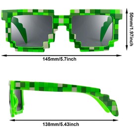 JINTOU 2 pcs Thug Life Sunglasses Mosaic Pixel Sunglasses Adult Kids Party Favors（Green,Black）…