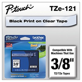 Brother TZe121 - TZE-121 LAMINATED TAPE 9MM 8M - BLACK ON CLEAR