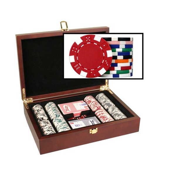 Da Vinci Mahogany Wood Poker Chip Set with 200 11.5 Gram Chips