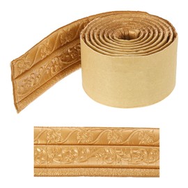 HARFINGTON 3D Wall Edging Self-Adhesive 90"x3.1" Thickening Flexible Peel and Stick Molding Trim for Wall Mirror Door Wardrobe Gap Sealing Frame Lines, Copper