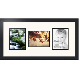 ArtToFrames Collage Photo Frame Double Mat with 3 - 6x8 Openings and Satin Black Frame