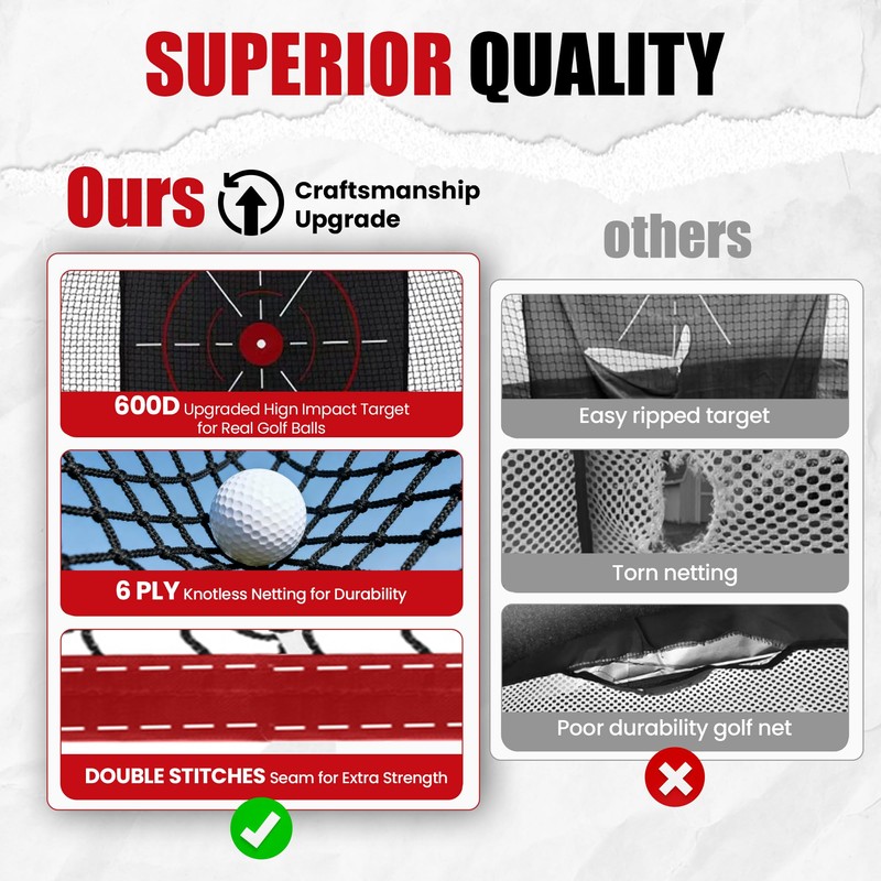 FRANKTECH Golf Net, 10x7ft Heavy Duty Practice Hitting Net for