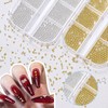 Silver Gold Caviar Metal Nail Beads, Mix Sizes 0.6-2mm, Round