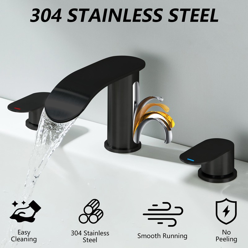 DOUBLUOEG Matte Black Roman Tub Faucet Deck Mount Waterfall Bathtub