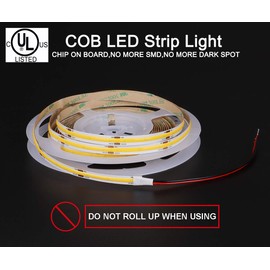UL-Listed LED Strip Lights, 5m/16.4ft Flexible COB Led Light Strip, Warm White 3000K 5500Lm CRI 80+, 528LEDs/M LED Tape Light , DC24V led Rope Lights for Stage, Home, Cabinet, Kitchen, DIY Lighting