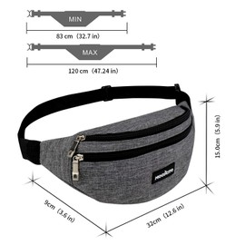 MOCOCITO Bumbags Waist Fanny Pack for Men Women Waterproof Waist Bumbag Travel Money Belt Fashion Bum Bag with3 Zip Pockets and Adjustable Belt for Sport Running Hiking Jogging,Dog Walking