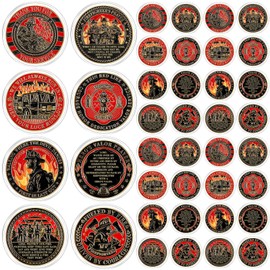 Equsion 32 Pcs Firefighters Challenge Coins Thank You for Your Service Firefighters Gifts Patriotic Collectibles Commemorative Coins for Men Women Veterans Day Independence Favors