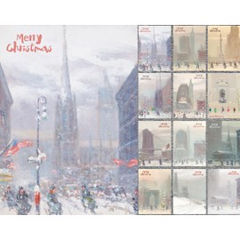 PIXILUV CHRISTMAS Greetings Cards 12 Notecards ~ Wintery Blizzard Christmas in the City ~ Vintage Postcards Reprint