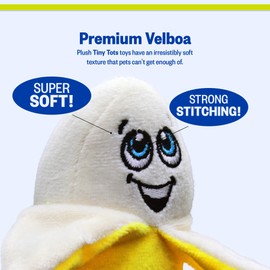 PetSport Tiny Tots Foodie Banana - Banana Dog Toy Squeak Toy, Soft Plush Puppy Toys, Interactive with Squeaker, Made for Small Dogs - 5 Inch