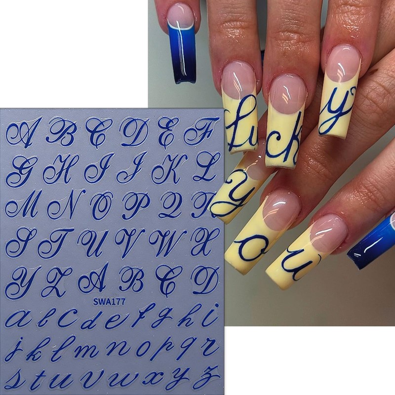 4 Sheets Gothic Letter Nail Art Stickers Valentine's Simple 3D