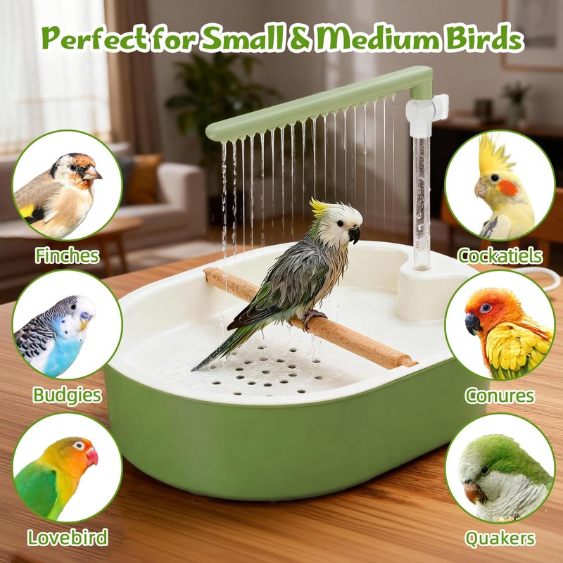 Lonepetu Automatic Parakeet Bird Bath Shower, Quiet Circulating Parrot Bathtub