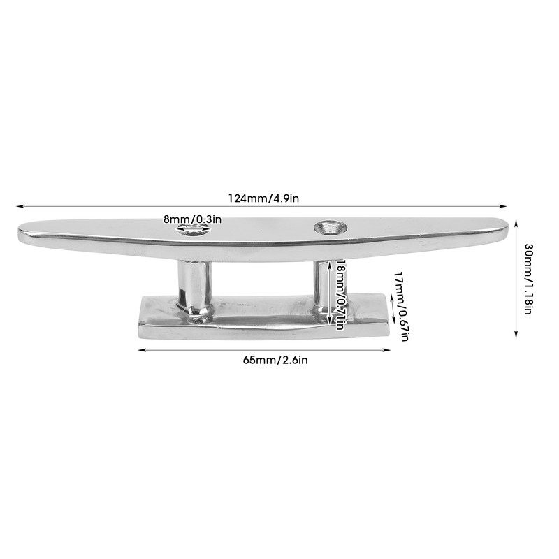 5in Boat Low Flat Cleat 316 Stainless Steel Marine Ship
