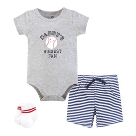 Hudson Baby Infant Boys Bodysuit, Short and Sock, Baseball Biggest Fan, 0-3 Months