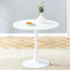 LUFTUT White Round Dining Table for 2,32'' Small Round Kitchen Table with Wood Table Top,Wood Dining Table Ideal for Kitchen,Home,Cafe