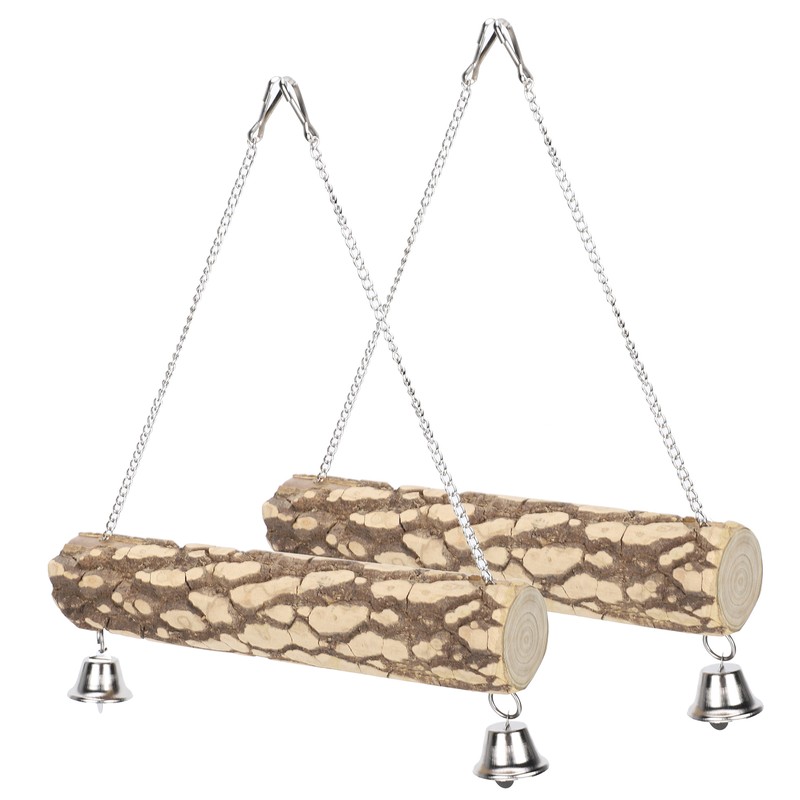 2pcs Pet Birds Parrots Wooden Swing Stand Bar Safety Toy