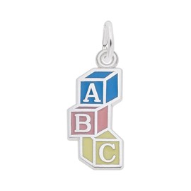 Reeds Sterling Silver ABC Baby Blocks Flat Charm