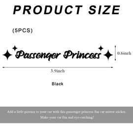 FSTURIOS 5 PCS Passenger Princess Stickers, Funny Car Decor Cute Passenger Princess Vanity Mirror Decal, Reflective Rearview Mirror Lettter Decals for Auto Window Makeup (Black)