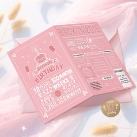 Vailontiss Happy 10th Birthday Cards, Funny 10th Birthday Decorations for Girls, Vintage Back in 2015 Birthday Poster for Daughter Niece, Sweet 10 Year Old Best Gifts for Granddaughter (Pink)