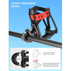 ROCKBROS Bike Water Bottle Holder Bike Cup Holder Motorcycle Cup Holder - Bottle Size Adjustable for Handlebar & Frame for 2.3-3" Diameter Bottles, with Screw Tool, Durable Bike Drink Holder