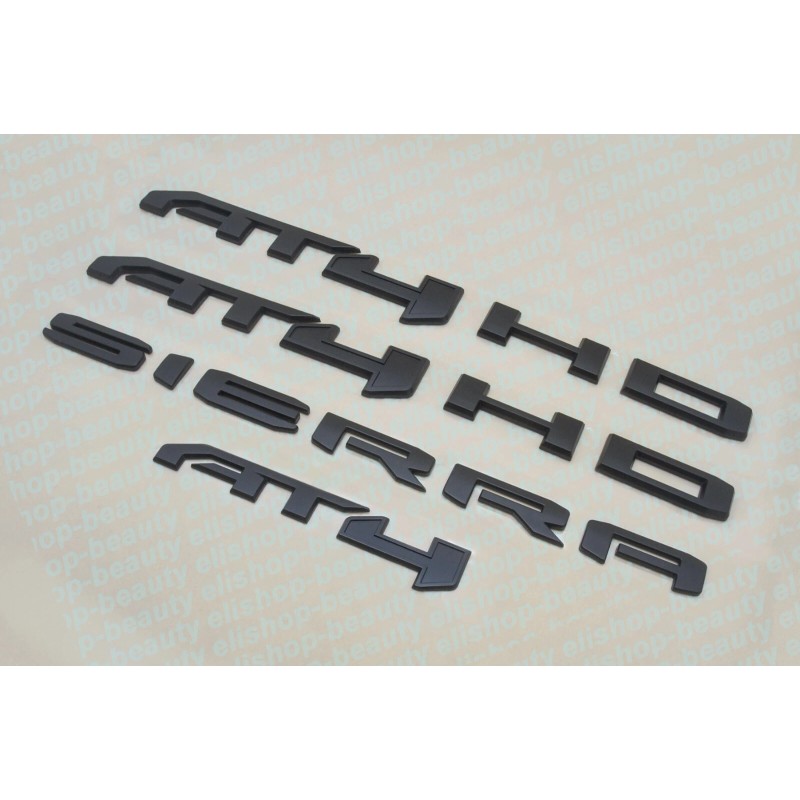GMC 4PCS Matte Black Red AT4 HD Emblems Sierra Letters