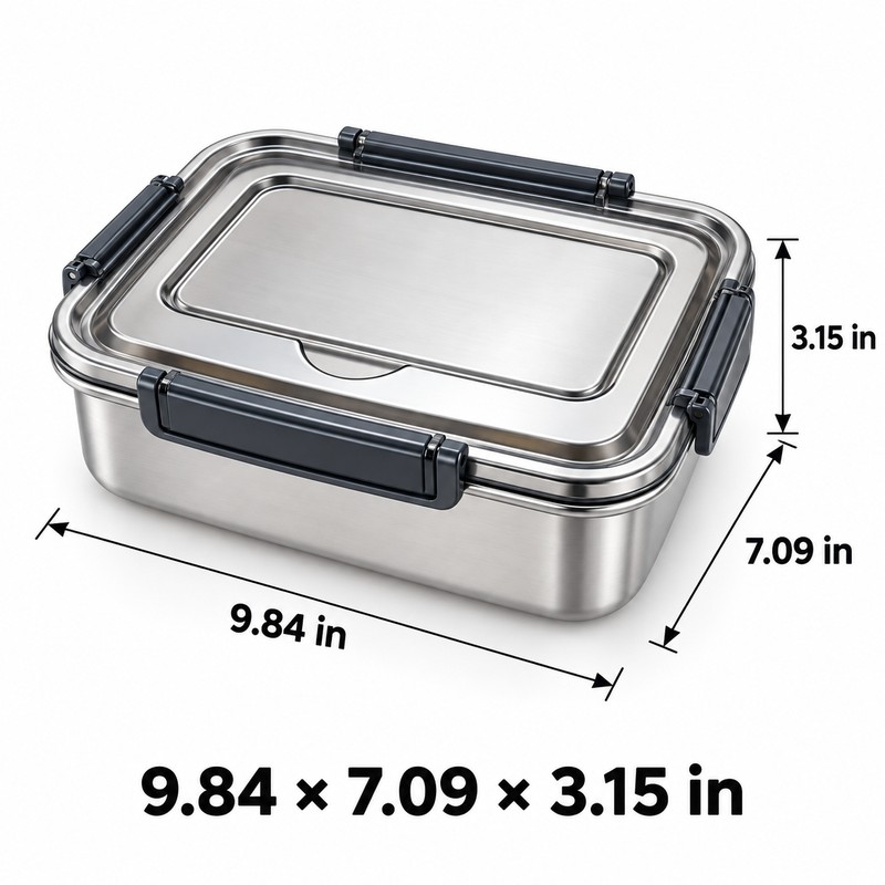 3-Compartment Stainless Steel Bento Lunch Box – Leak-Resistant Reusable Meal