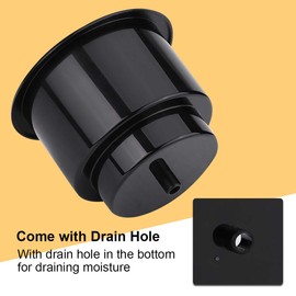 Keenso Marine Drink Holder, Universal Boat Plastic Cup Holder, Two-Step Design Cup Holder with Insert, Drain Hole for Boat, Marine, Yacht, Play Table, Sofa, RV (Black)