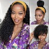QCCSRR Curly Headband Wig Human Hair 24 Inch Glueless None