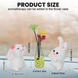 3Pcs Bunny & Daisy Vase Car Dashboard Accessories,Shimmeroo Car Decorations for Women Cute Colorful Dashboard Decor for Women Gifts