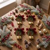 4 Pack Christmas Bow Ornaments with Jingle Bells, Pine Cone