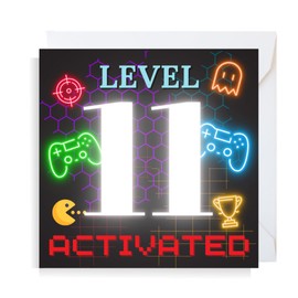 Second Ave Gaming Gamer 11th Birthday Age 11 Square Children's Kids Birthday Greeting Card for Boy or Girl