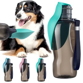Maiiu Portable Dog Water Bottle, Travel Water Bottle for Dogs, Pet Leak Proof Bottle, Convenient Dog Travel Water Bottle with Bowl,Dog Accessories for Walking Hiking and Camping (Lake Blue, 27oz)