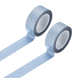 QUARKZMAN 2 Rollen Glitzer Washi Tape 0,6 Zoll x 11 Yards Dekoratives Band Farbiges Masking Tape Bastel Washi Tape für DIY Basteln, Scrapbook, Partydekorationen, Hellblau