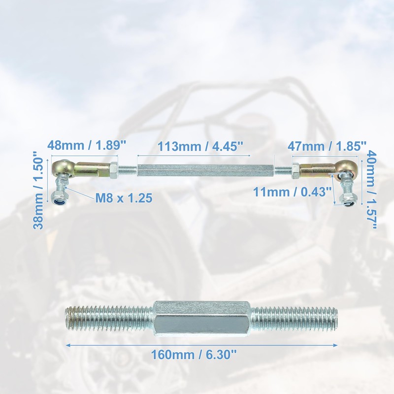 X AUTOHAUX 2pcs M8 160mm Steering Tie Rod for 50cc