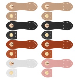 Prasacco 8 Piece Leather Snap Buckles Set, PU Bag Closure for Crochet Bags, Stitched Leather Strap with Press Studs for Purses, Handbags, DIY Crafts (Black, White, Pink, Khaki, Brown)