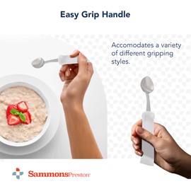 Sammons Preston Plastic Handle Utensil, 6-3/4" Infant Spoon with 4" Contoured Handle, Helps Promote Improved Grasping for Independent Eating, Ideal for Limited Hand Control and Poor Grip Strength
