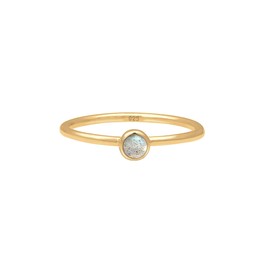 Elli Women's Stacking Labradorite Gemstone 925 Sterling Silver Gold-Plated Ring, Labradorite