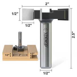 XDENGP CNC Spoilboard Surfacing Planer Router Bit 1/2 Inch Shank, 2-Inch Cutting Diameter, Slab Flattening Bottom Cleaning Wood Planing Leveling Router Face Mill Carbide Tipped Bit ( 4 Wings )
