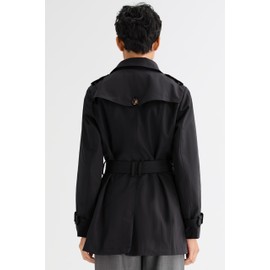 Orolay Women's Double Breasted Trench Coat Windbreaker Jacket with Belt Black XL