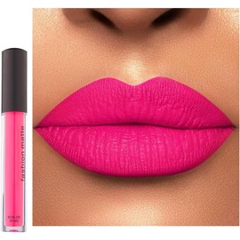 Velvet Matte Liquid Lipstick, Bright Hot Pink, Waterproof, Long-Lasting, 3ml
