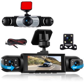 GOHHDL 4 Channel Dash Cam Front and Rear 360 Degree 3 Inch Dash Cam Car Camera with 8 IR Night Vision Loop Recording Parking Aid