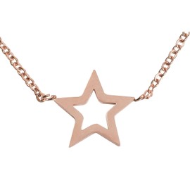 styleBREAKER 05030040 Women's Stainless Steel Necklace with Star Pendant, Anchor Chain, Lobster Clasp, Chain, Stainless Steel