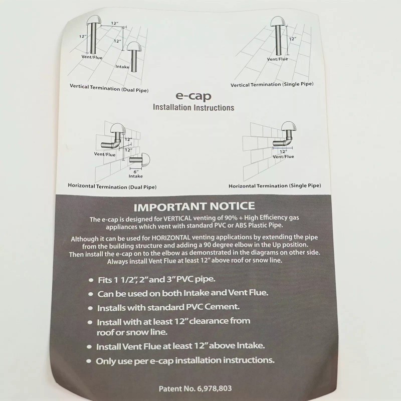 Supco ECAP321 PVC Rooftop Cap Flue Cap Vent Plumbing 1-1/2",