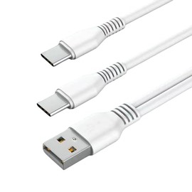 AQUA-ATL (3 FT, White) USB C and USB C Splitter Cable 2 in 1 Type A to Type C Charging Cord