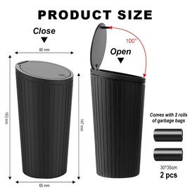 YOYEAH Car Trash Can - Odour-Proof Mini Trash Can for Car Interior with Pop-Up Lid and 2 Bin Bags - Practical, Extendable and Black Trash Bin for the Car