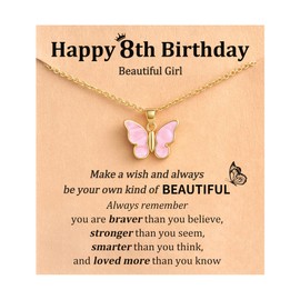 POWWA 8 Year Old Girl Gifts, 8 Year Old Girl Gifts for Birthday Butterfly Necklace Present
