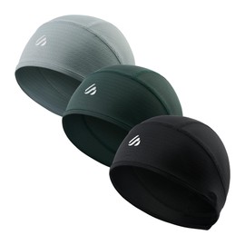 SAITAG 3 Pieces Skull Cap for Men Women Cooling Hat Welding Cycling Bike Head Wrap Hard Hat Durags- Fits Under Helmets