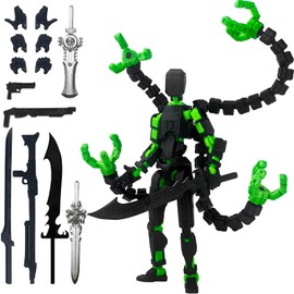 T13 Action Figure Already Assembled Accessories, T13 Multi-Jointed Movable,for Collectors Desktop Decorations t-13 Movability 3D Printed Toys (Black Green, 7.2inch)
