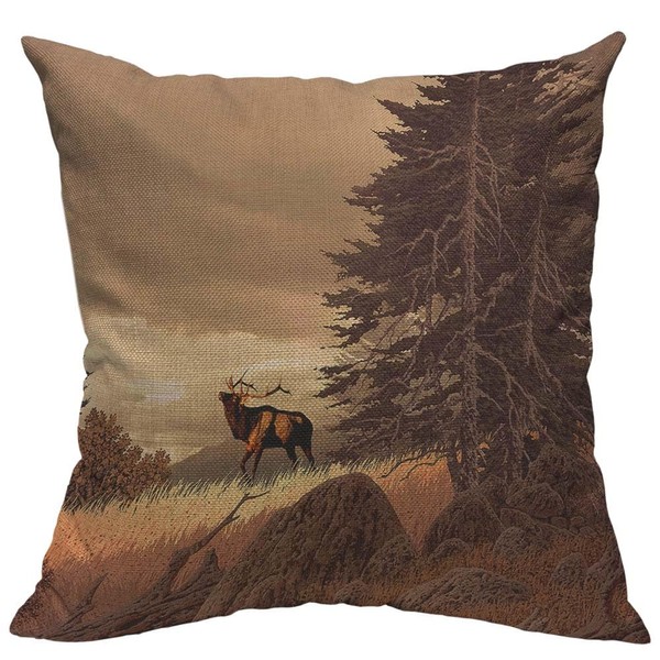 TKS MITLAN Brown Deer Pillow Cover 18x18 inch Elk in